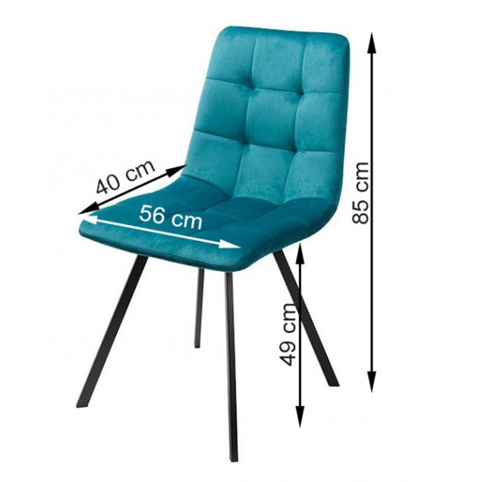 Dining chair Tauton, turquoise, H85x56x40cm, seat height 49cm