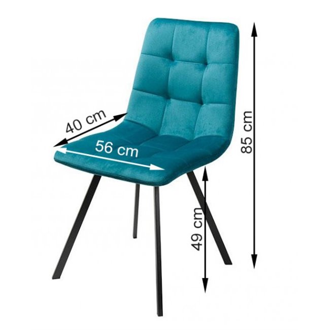 Dining chair Tauton, turquoise, H85x56x40cm, seat height 49cm