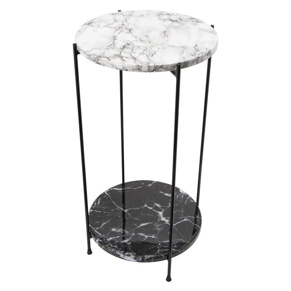 Side table Lifton, black, shiny PC, enamel, D32x60.5cm