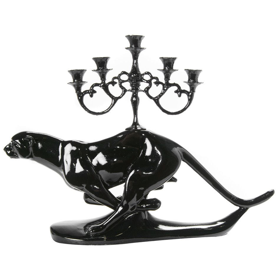 Deco/candle holder  for small candles Leopard, H18.5cm, 25x6.5cm