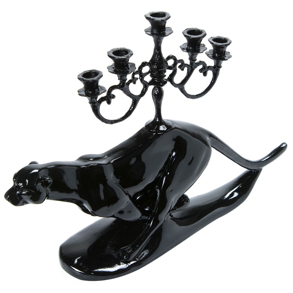 Deco/candle holder  for small candles Leopard, H18.5cm, 25x6.5cm