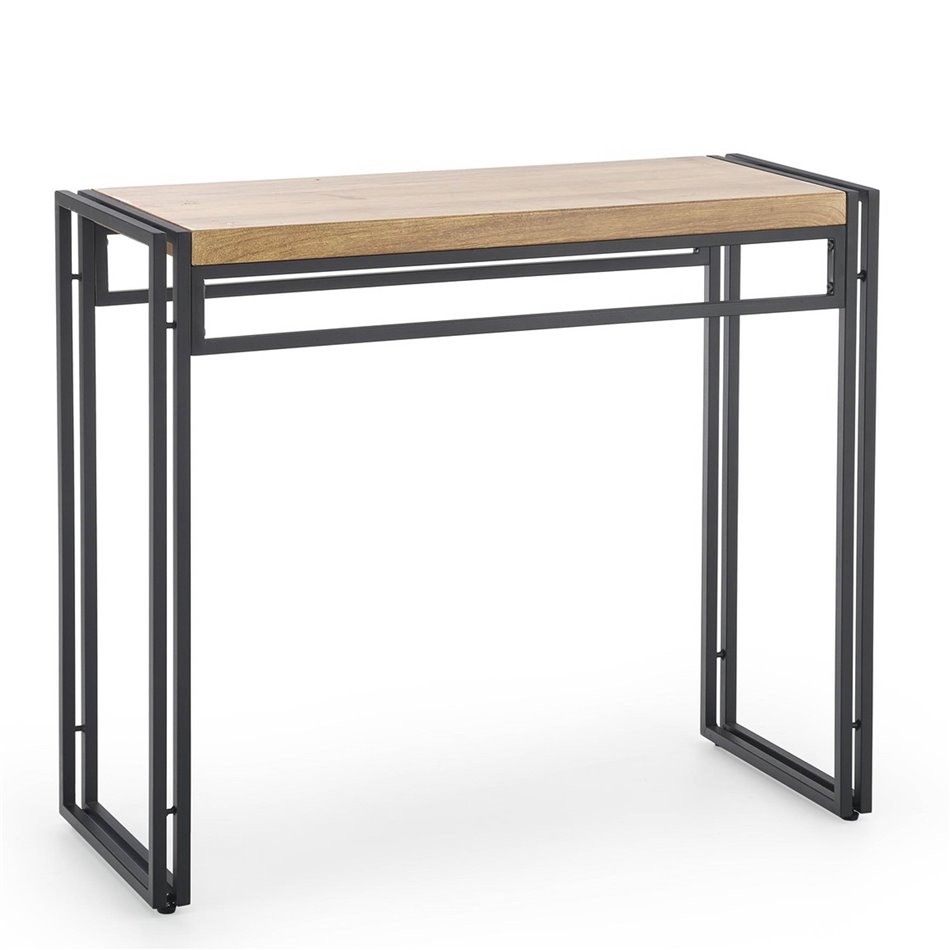 Console table Holivar, oak/black color, MDF/steel,  H76x90x35cm