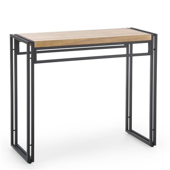 Console table Holivar, oak/black color, MDF/steel,  H76x90x35cm