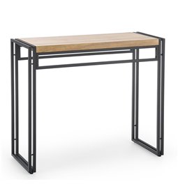 Console table Holivar, oak/black color, MDF/steel,  H76x90x35cm