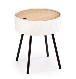 Side table Haura, white, MDF/steel,  D38cm, H45cm