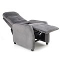 Recliner chair Helipe, grey velvet, H103-76x64x84-135cm, seat H48cm
