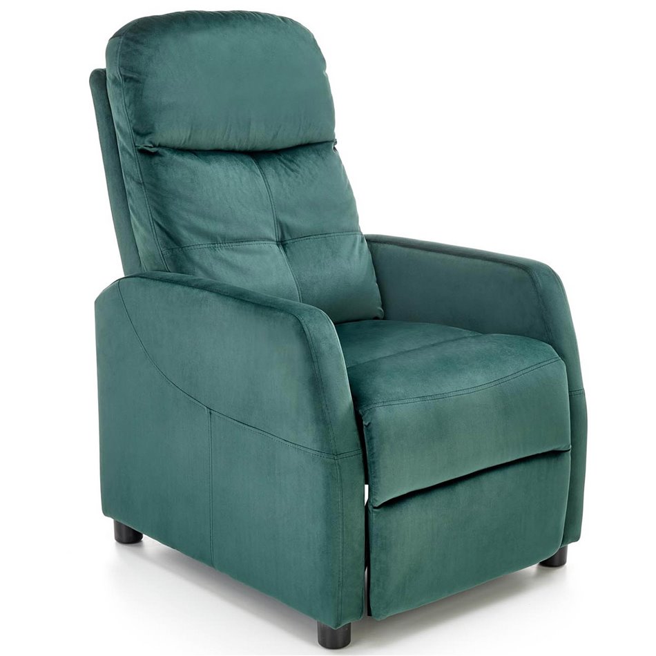 Recliner chair Helipe, dark green velvet, H103-76x64x84-135cm, seat H48cm