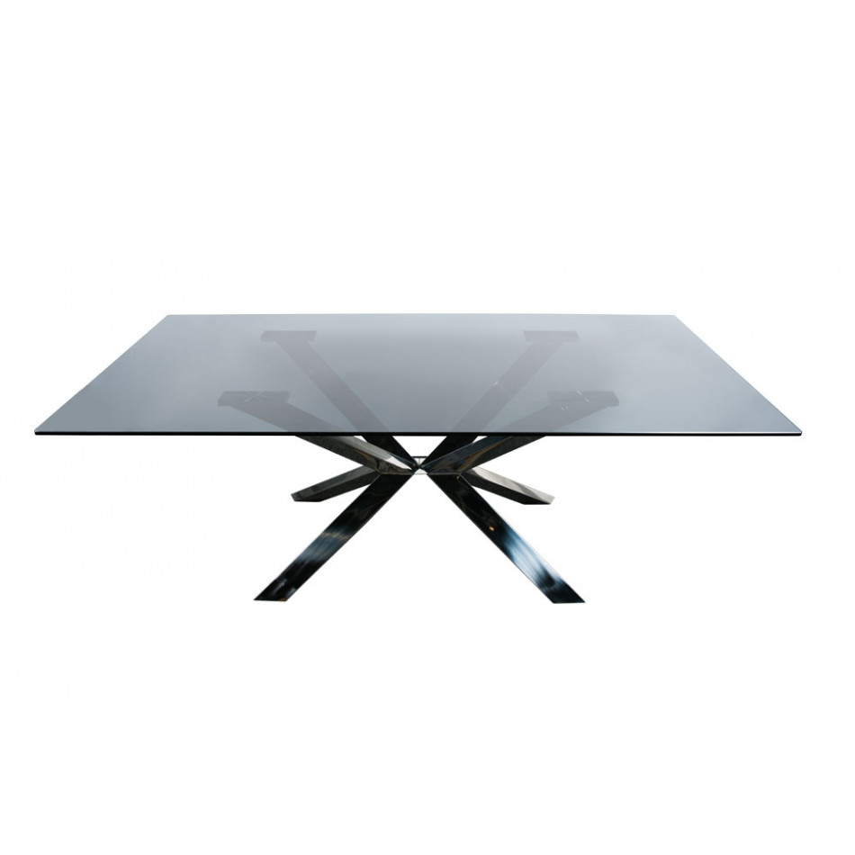 Dining table Ardin, grey glass, 198x99x7cm