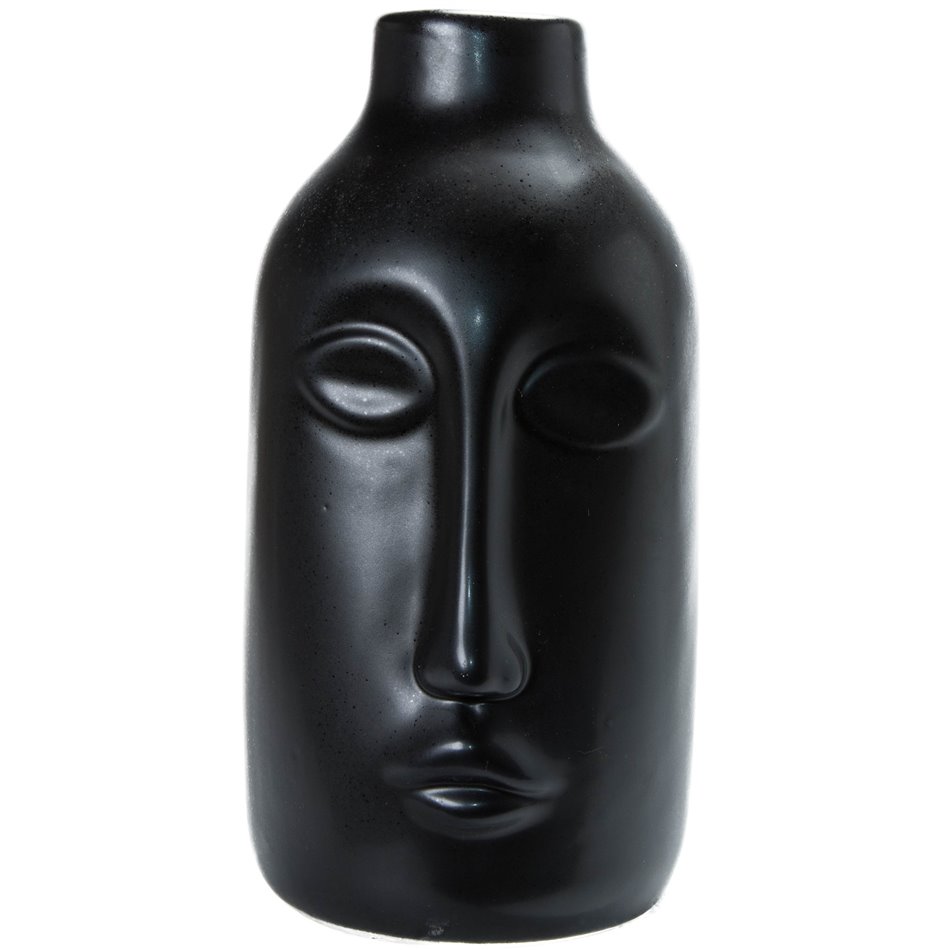 Vase Face I, ceramic, black, H20cm, 11x10cm
