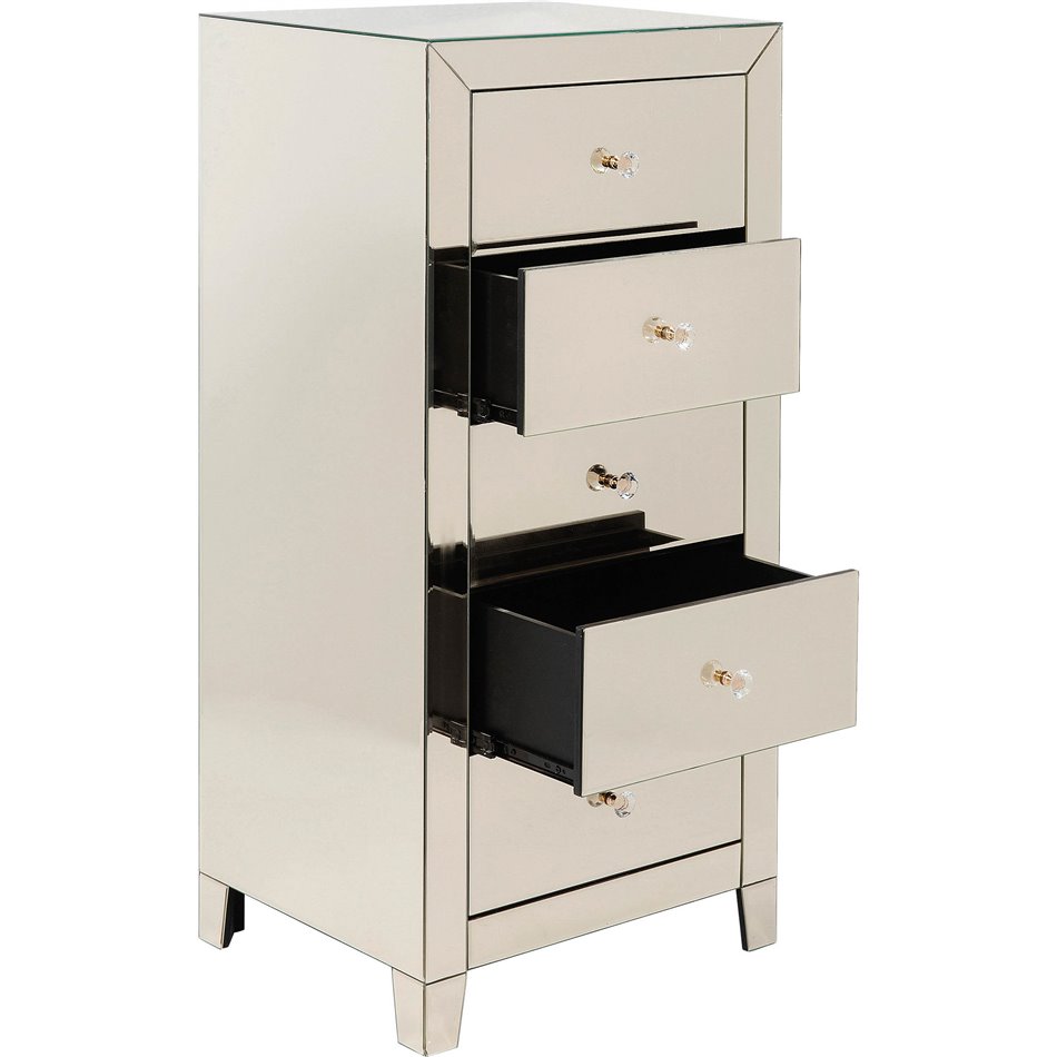 Cabinet Luxury Champagne, 5 drawers, spoguļvirsma, H110x49x41cm