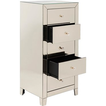 Cabinet Luxury Champagne, 5 drawers, spoguļvirsma, H110x49x41cm