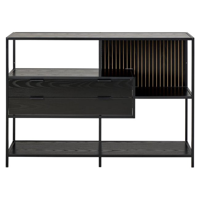 Bookcase Seaford, black, H78x114x35cm 