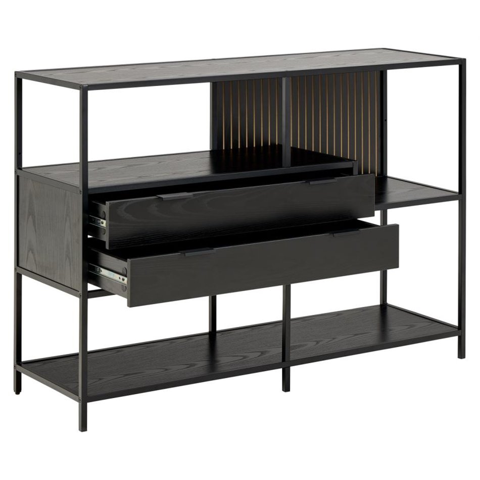 Bookcase Seaford, black, H78x114x35cm 