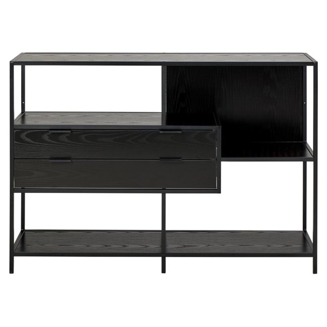 Bookcase Seaford, black, H78x114x35cm 
