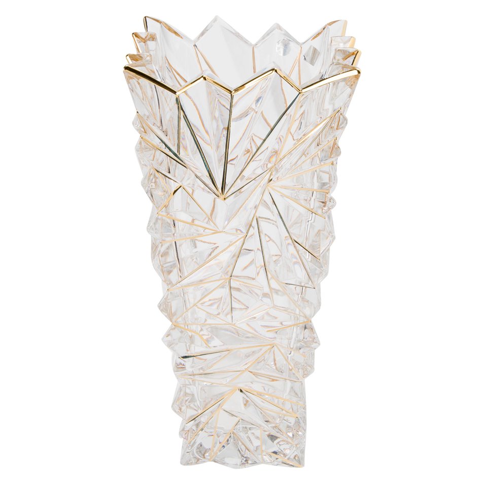 Crystal vase Glacier with gold lines,  30x14x11.5cm