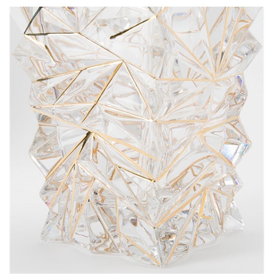 Crystal vase Glacier with gold lines,  30x14x11.5cm