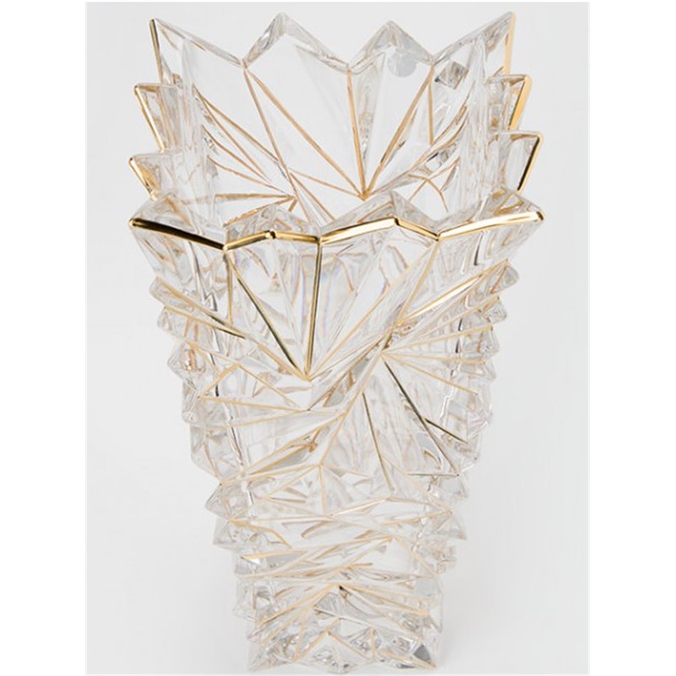Crystal vase Glacier with gold lines,  30x14x11.5cm