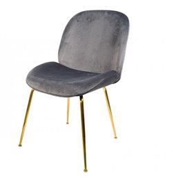 Dining chair Troja, grey, velvet, H88x58x46cm, seat height 47cm