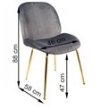Dining chair Troja, grey, velvet, H88x58x46cm, seat height 47cm