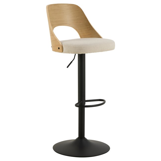 Bar chair Alucy, set of 2 pcs, beige/natural color, H113x47x50.5cm, seat height 62-84cm