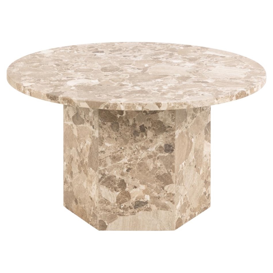 Coffee table Axos, beige marble, H42xD80cm 