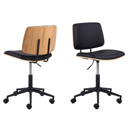 Office chair Aven, black/natural color, H91x48.5x54cm, seat height 46-58cm