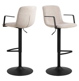 Bar chair Ablok, set of 2 pcs, beige, H114x50x53cm, seat height 63-84cm