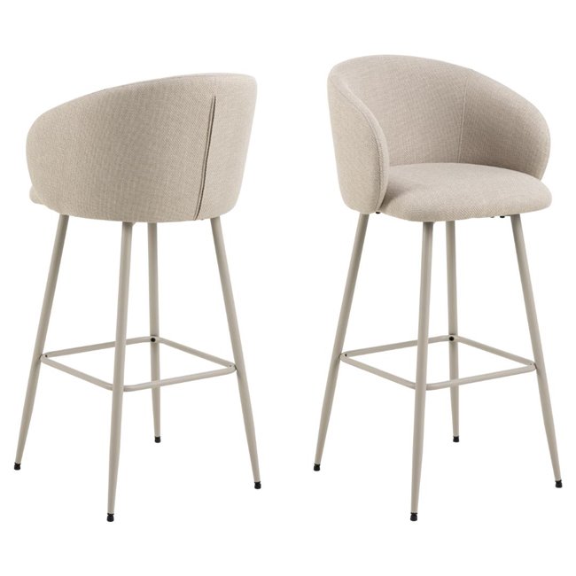 Bar chair Aleanor, set of 2 pcs, beige, H105x54x52cm, seat height 78-78cm