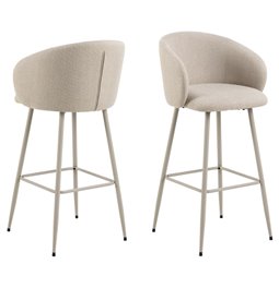 Bar chair Aleanor, set of 2 pcs, beige, H105x54x52cm, seat height 78-78cm