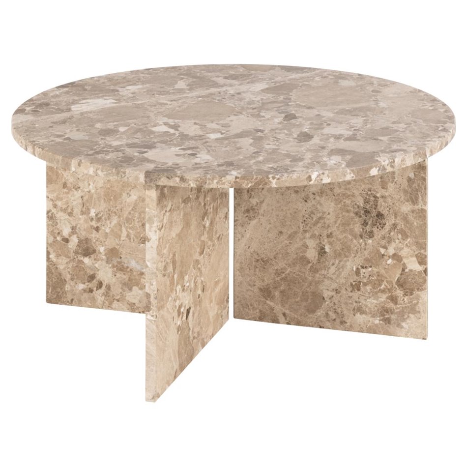 Coffee table Avega, beige marble, H42xD90cm 