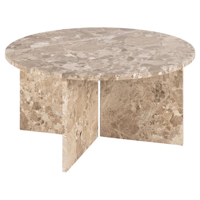 Coffee table Avega, beige marble, H42xD90cm 