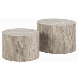 Coffee table set Aice, grey marble look, H40xD58cm 