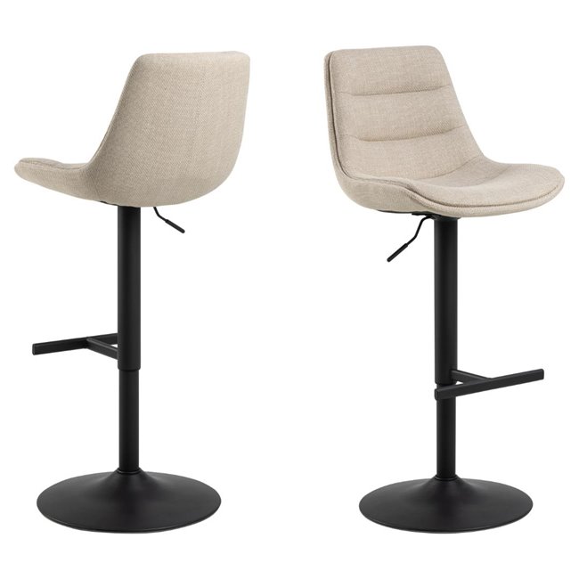 Bar chair Aisa, set of 2 pcs, beige, H95x47x52.5cm, seat height 65-86cm