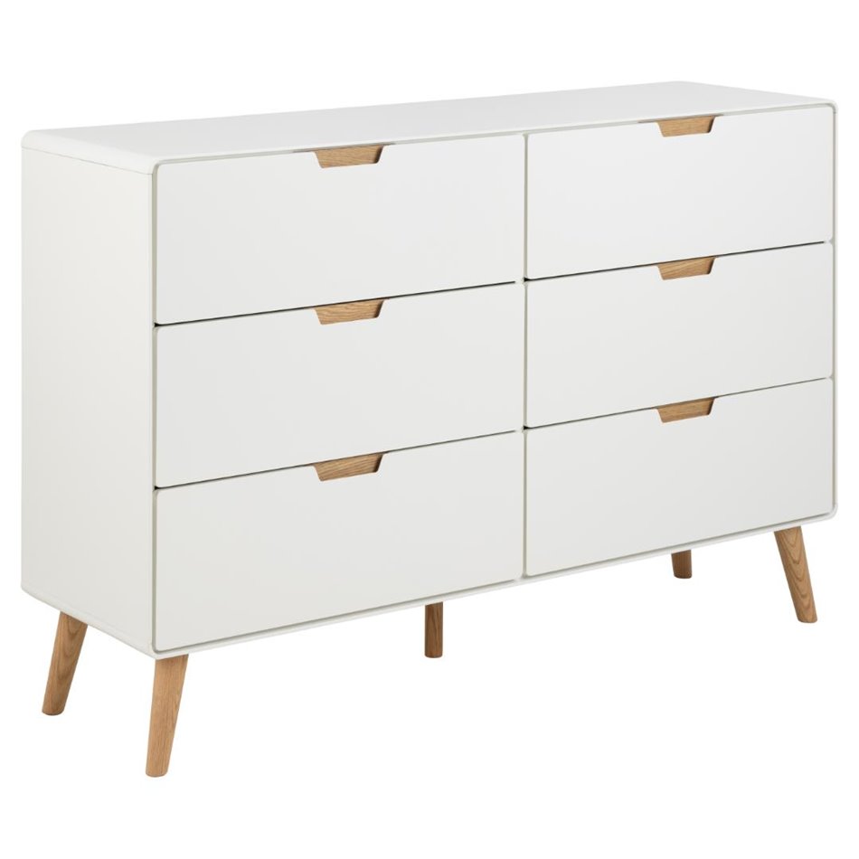 Chest of drawers Alovell, white, H90x135x40cm 