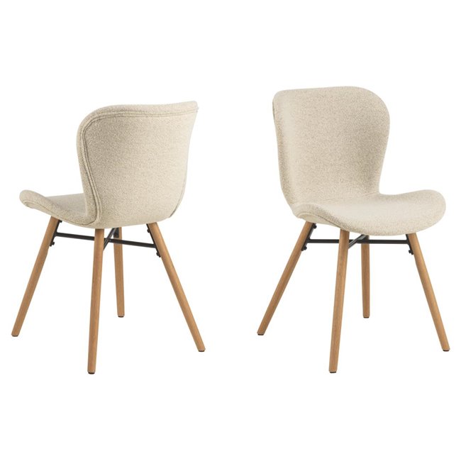 Dining chair Atilde, set of 2 pcs, beige, H82.5x47x53cm, seat height 46.5cm