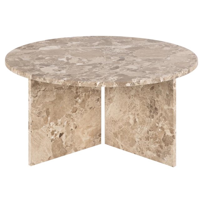 Coffee table Avega, beige marble, H42xD90cm 