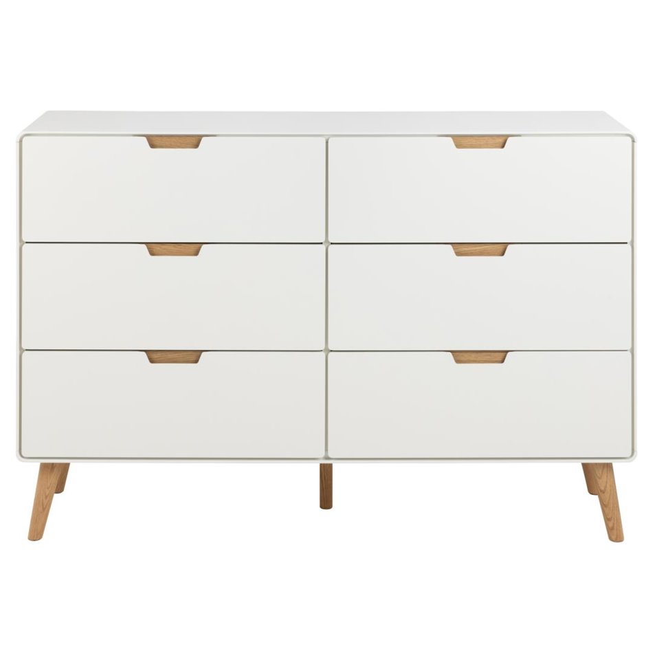 Chest of drawers Alovell, white, H90x135x40cm 