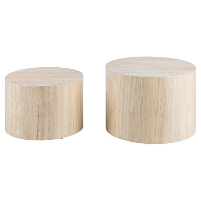 Coffee table set Aice, beige, H40xD58cm 