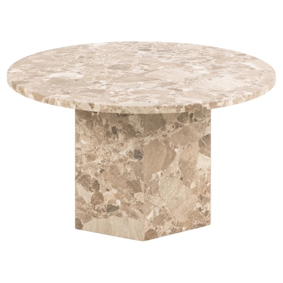 Coffee table Axos, beige marble, H42xD80cm 