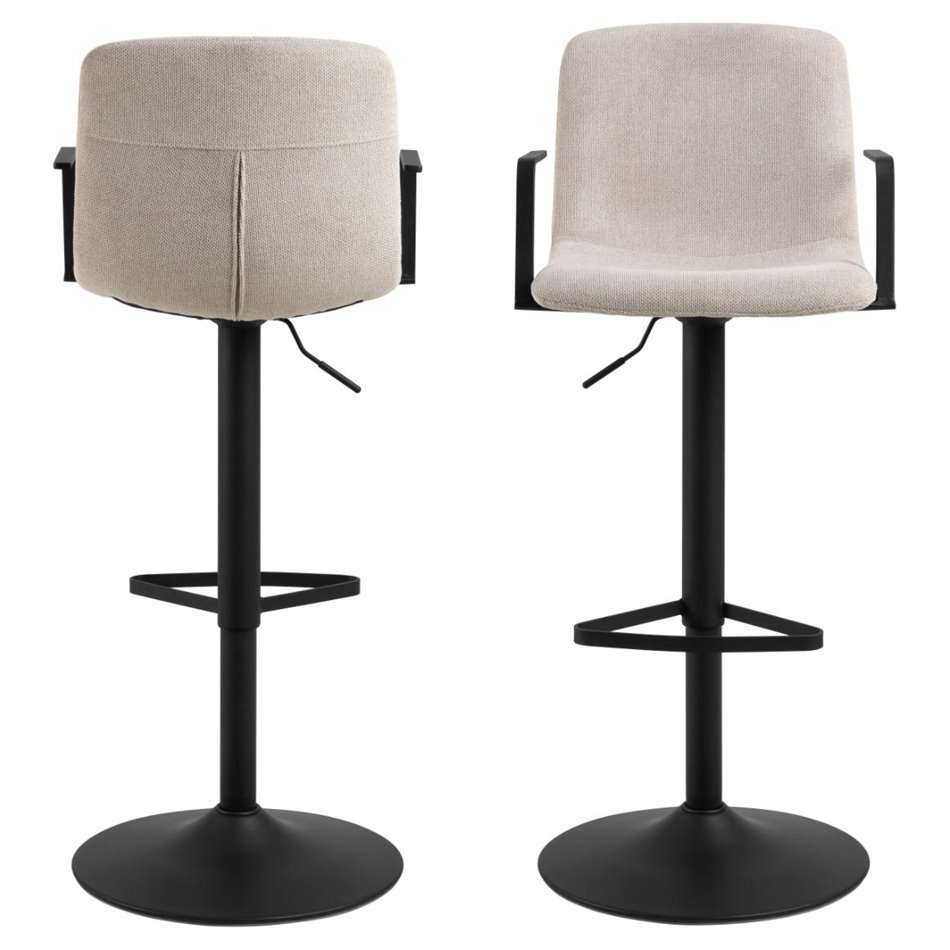 Bar chair Ablok, set of 2 pcs, beige, H114x50x53cm, seat height 63-84cm