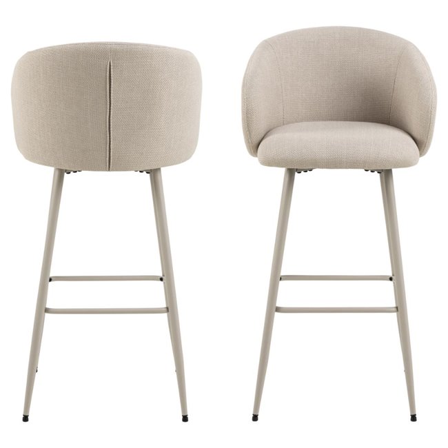 Bar chair Aleanor, set of 2 pcs, beige, H105x54x52cm, seat height 78-78cm