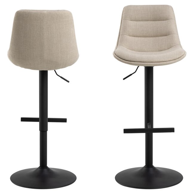 Bar chair Aisa, set of 2 pcs, beige, H95x47x52.5cm, seat height 65-86cm