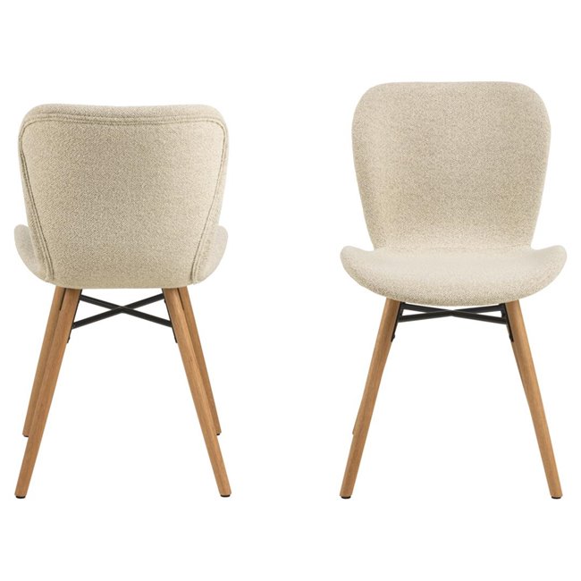 Dining chair Atilde, set of 2 pcs, beige, H82.5x47x53cm, seat height 46.5cm