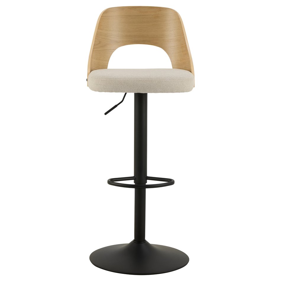 Bar chair Alucy, set of 2 pcs, beige/natural color, H113x47x50.5cm, seat height 62-84cm