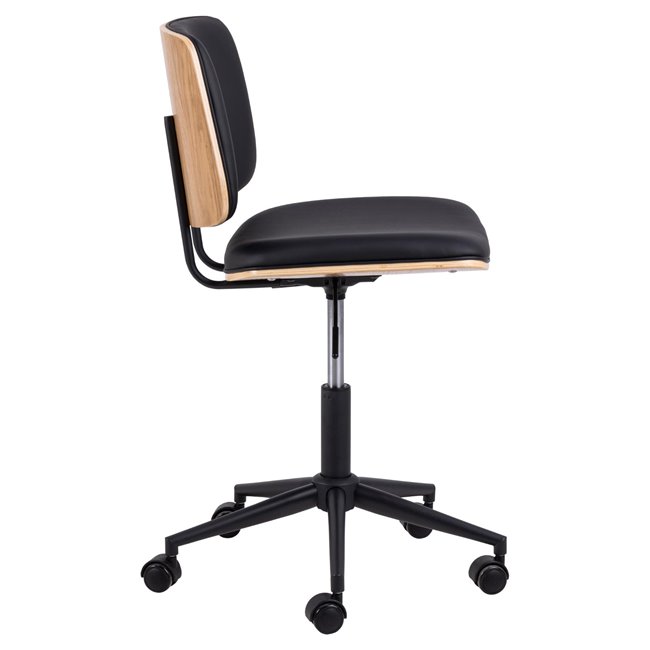 Office chair Aven, black/natural color, H91x48.5x54cm, seat height 46-58cm