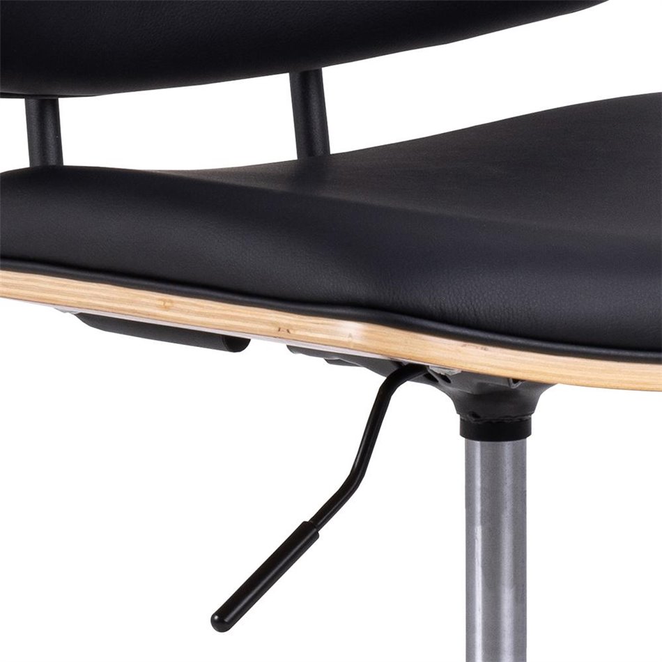 Office chair Aven, black/natural color, H91x48.5x54cm, seat height 46-58cm