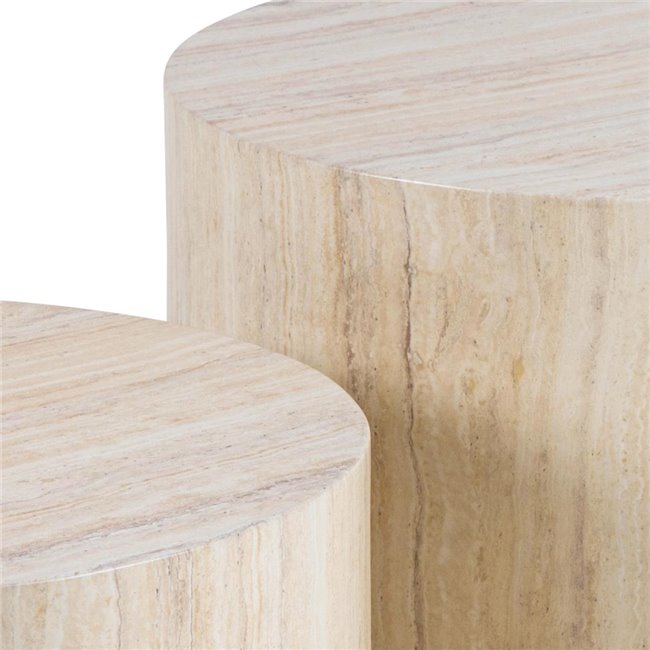 Coffee table set Aice, beige, H40xD58cm 