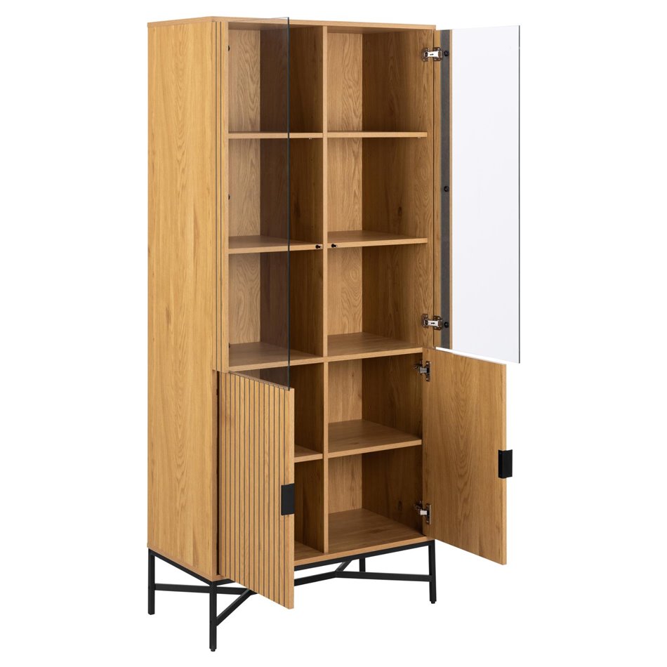Display cabinet Aipur, natural color, H180x80x40cm 
