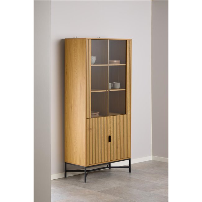 Display cabinet Aipur, natural color, H180x80x40cm 