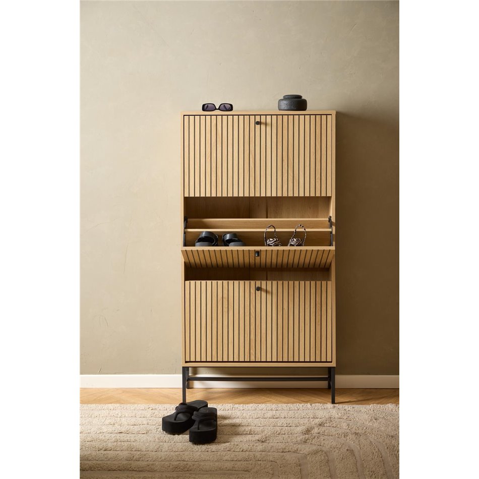 Shoe rack Albany, natural color, H140x72x25cm 